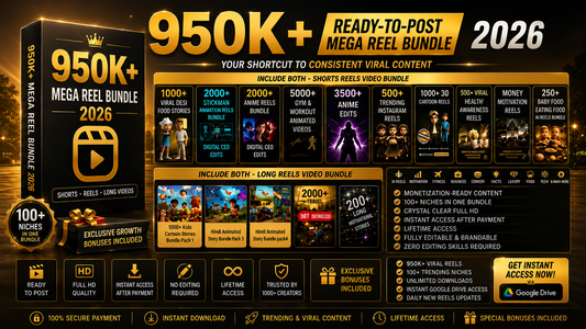 950K+ Ready-to-Post Mega Reel Bundle 2026 | 100+ Niches | Viral Reels, Shorts & Long Videos | Instant Download
